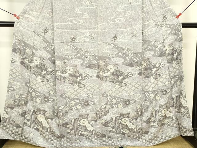 平和屋着物●訪問着　辻が花　暈し染め　銀彩　正絹　逸品　DABK2877op
