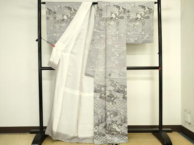平和屋着物●訪問着　辻が花　暈し染め　銀彩　正絹　逸品　DABK2877op