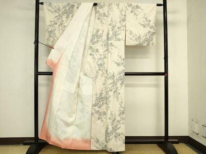 平和屋着物●本場大島紬　白大島　9マルキ　枝梅　正絹　逸品　DABK2881op
