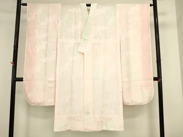 平和屋着物●振袖用長襦袢　群鶴地紋　暈し染め　半衿刺繍　正絹　逸品　DABK2882op