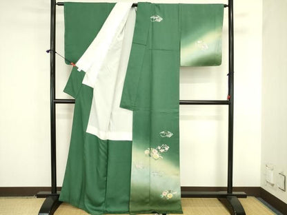 平和屋着物●訪問着　地紙花文　暈し染め　金彩　正絹　逸品　未使用　DABK2883op