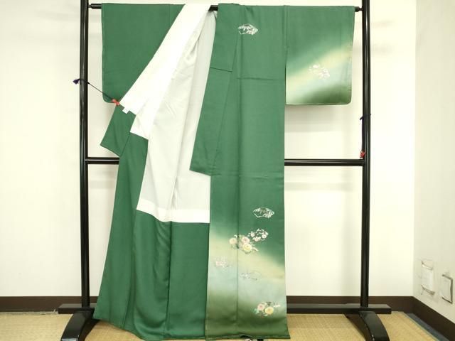 平和屋着物●訪問着　地紙花文　暈し染め　金彩　正絹　逸品　未使用　DABK2883op