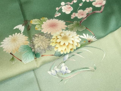 平和屋着物●訪問着　地紙花文　暈し染め　金彩　正絹　逸品　未使用　DABK2883op