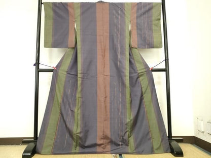 平和屋着物●上質な紬　抽象間道　正絹　逸品　DABK2885op