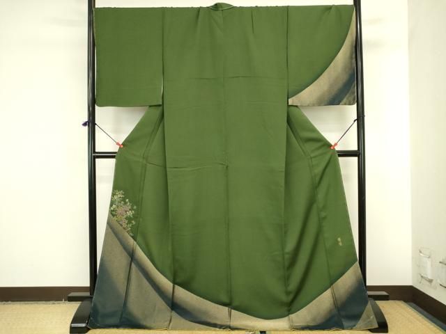 平和屋着物●世界的ファッションデザイナー 山本寛斎 kansaiブランド 訪問着 寿光織 草花 暈し染め 金糸 ロング丈 逸品 未使用 DABK2889op
