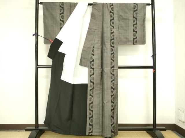 平和屋着物●本場大島紬　9マルキ　源氏車花文　正絹　逸品　未使用　DABK2891op