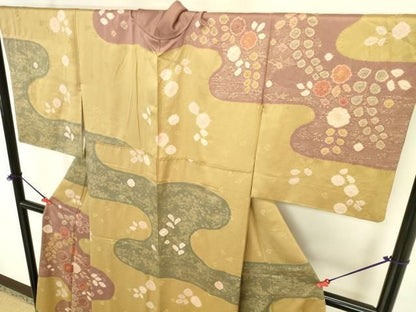 平和屋着物●訪問着　絞り　辻が花　金彩　正絹　逸品　DABK2894op