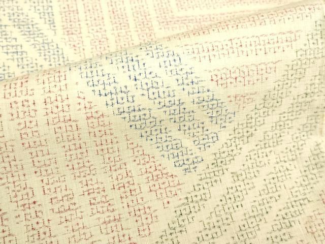 平和屋着物●結城紬　80亀甲　幾何学文様　正絹　逸品　DABK2896op