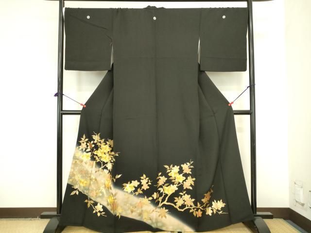 平和屋着物●豪華黒留袖　駒刺繍　橘　暈し染め　金彩　正絹　逸品　DABK2897op