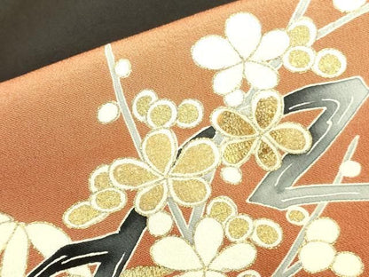 平和屋着物▼豪華黒留袖　刺繍　孔雀花文　暈し染め　金彩　正絹　逸品　DABK2900op
