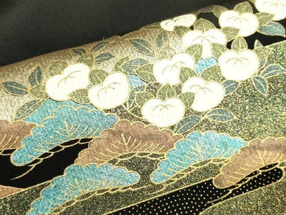 平和屋着物●豪華黒留袖　御所車人物花文　本金箔　正絹　逸品　DABK2902op