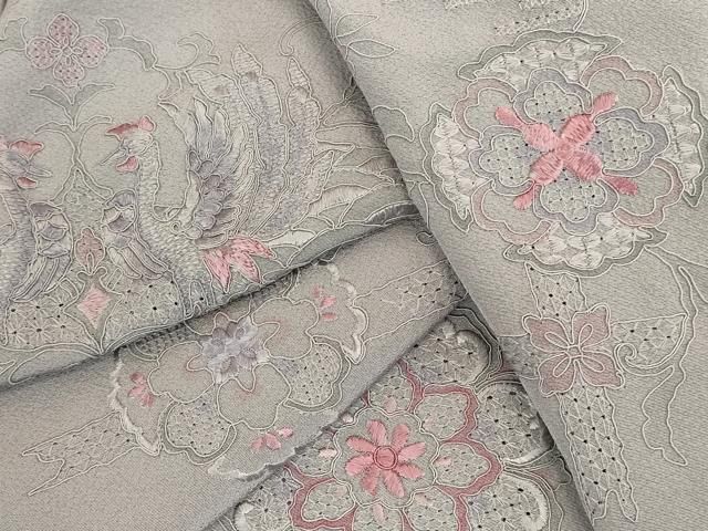 平和屋着物▼中国三大刺繍　汕頭刺繍　スワトウ刺繍　総刺繍　訪問着　正倉院花鳥文　松坂屋扱い　正絹　逸品　DABK2907op