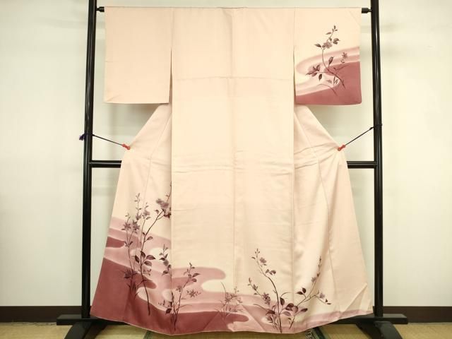 平和屋着物▼訪問着　手描き　枝花　暈し染め　正絹　逸品　DABK2908op