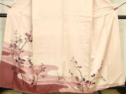 平和屋着物▼訪問着　手描き　枝花　暈し染め　正絹　逸品　DABK2908op