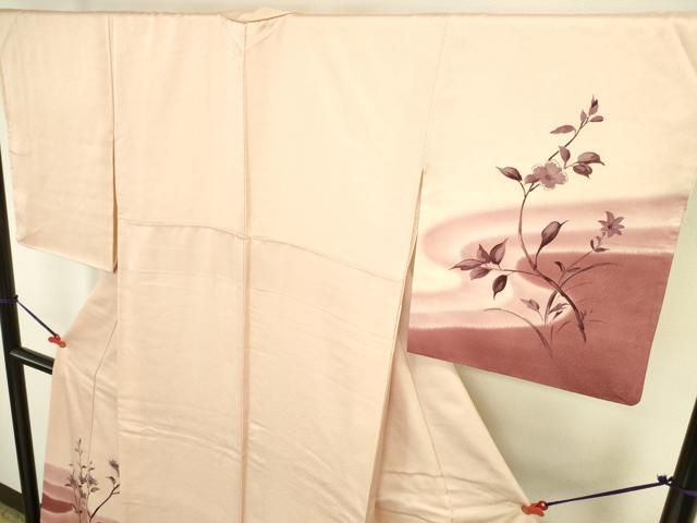 平和屋着物▼訪問着　手描き　枝花　暈し染め　正絹　逸品　DABK2908op