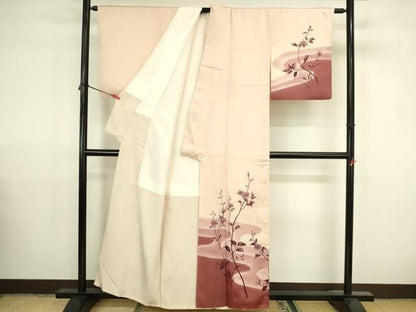 平和屋着物▼訪問着　手描き　枝花　暈し染め　正絹　逸品　DABK2908op