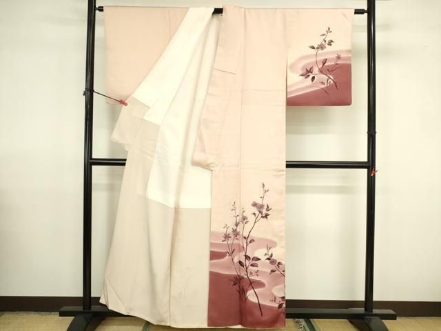 平和屋着物▼訪問着　手描き　枝花　暈し染め　正絹　逸品　DABK2908op