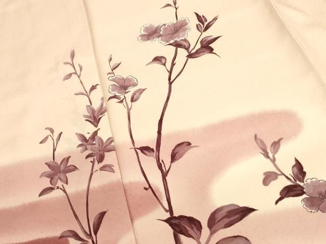 平和屋着物▼訪問着　手描き　枝花　暈し染め　正絹　逸品　DABK2908op
