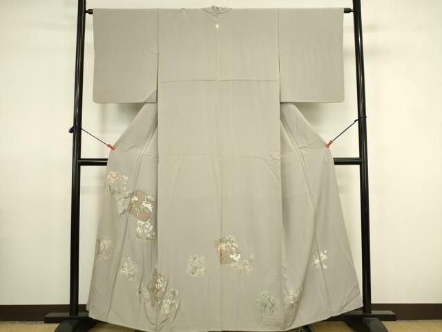 平和屋着物▼豪華色留袖　総刺繍　風景花文　金糸　正絹　逸品　DABK2910op