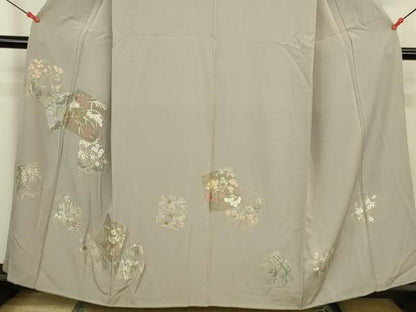 平和屋着物▼豪華色留袖　総刺繍　風景花文　金糸　正絹　逸品　DABK2910op