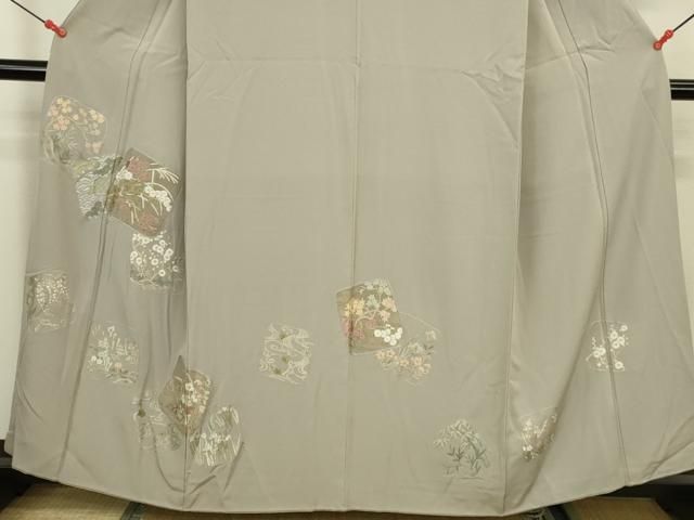 平和屋着物▼豪華色留袖　総刺繍　風景花文　金糸　正絹　逸品　DABK2910op