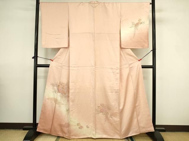 平和屋着物▼中国三大刺繍　汕頭刺繍　スワトウ刺繍　総刺繍　訪問着　檜扇鴛鴦花文　暈し染め　正絹　逸品　DABK2913op