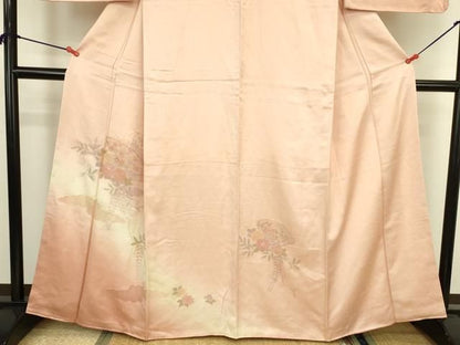 平和屋着物▼中国三大刺繍　汕頭刺繍　スワトウ刺繍　総刺繍　訪問着　檜扇鴛鴦花文　暈し染め　正絹　逸品　DABK2913op
