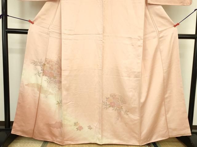 平和屋着物▼中国三大刺繍　汕頭刺繍　スワトウ刺繍　総刺繍　訪問着　檜扇鴛鴦花文　暈し染め　正絹　逸品　DABK2913op