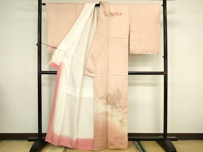 平和屋着物▼中国三大刺繍　汕頭刺繍　スワトウ刺繍　総刺繍　訪問着　檜扇鴛鴦花文　暈し染め　正絹　逸品　DABK2913op