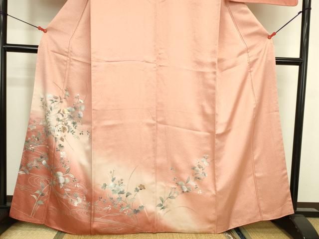 平和屋着物▼訪問着　螺鈿　草花　暈し染め　金銀彩　鈴乃屋扱い　正絹　逸品　未使用　DABK2914op