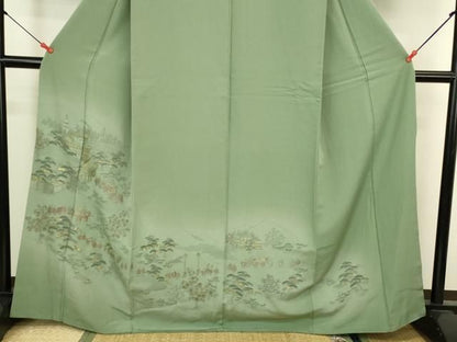 平和屋着物●中国三大刺繍　汕頭刺繍　スワトウ刺繍　総刺繍　訪問着　竹屋町刺繍　風景人物文　暈し染め　金糸　正絹　逸品　DABK2919op