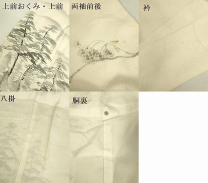 平和屋着物▼訪問着　手描き　風景文　暈し染め　金彩　正絹　逸品　DABK2924op