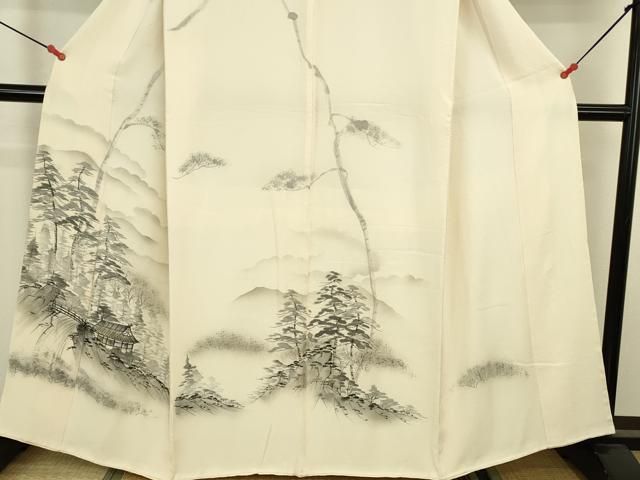平和屋着物▼訪問着　手描き　風景文　暈し染め　金彩　正絹　逸品　DABK2924op