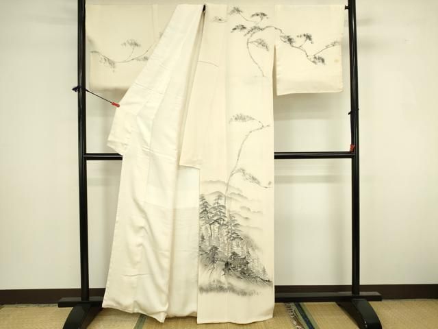平和屋着物▼訪問着　手描き　風景文　暈し染め　金彩　正絹　逸品　DABK2924op