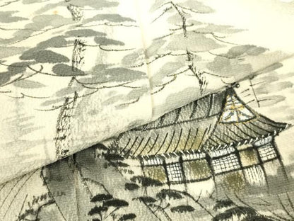平和屋着物▼訪問着　手描き　風景文　暈し染め　金彩　正絹　逸品　DABK2924op