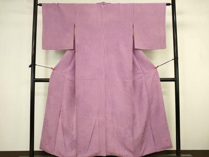 平和屋着物▼上質な色無地　洋花地紋　京紫色　正絹　逸品　DABK2929op