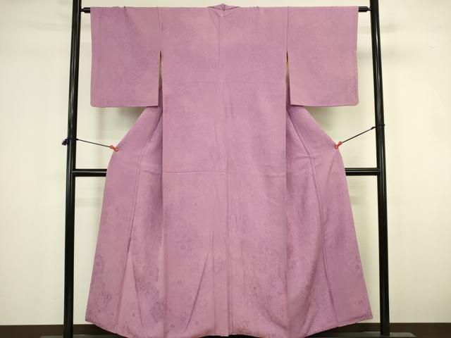 平和屋着物▼上質な色無地　洋花地紋　京紫色　正絹　逸品　DABK2929op