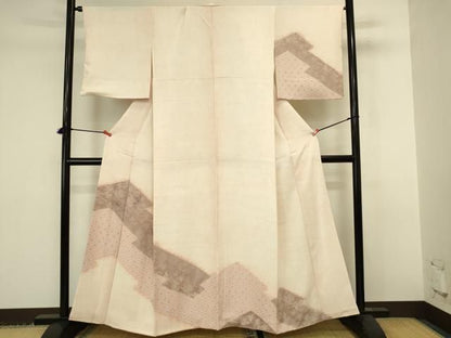 平和屋着物●訪問着　刺繍　杢目絞り　草花菱文　正絹　逸品　DABK2934op