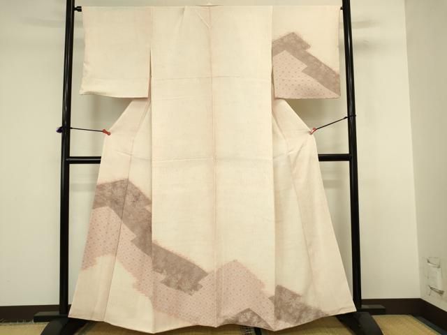 平和屋着物●訪問着　刺繍　杢目絞り　草花菱文　正絹　逸品　DABK2934op