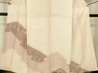平和屋着物●訪問着　刺繍　杢目絞り　草花菱文　正絹　逸品　DABK2934op