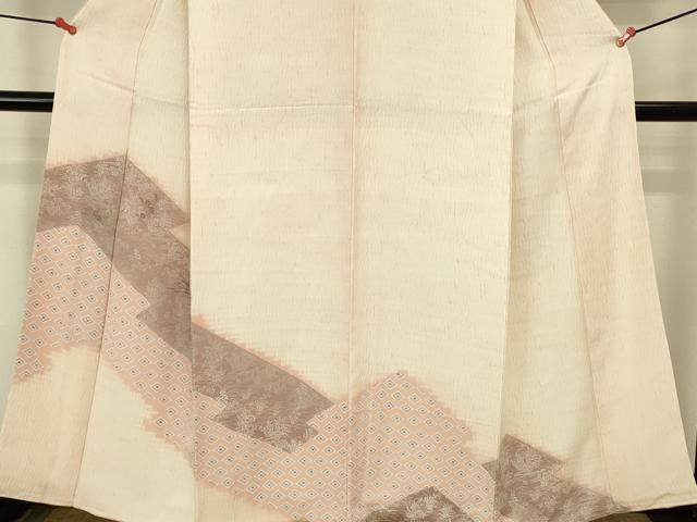 平和屋着物●訪問着　刺繍　杢目絞り　草花菱文　正絹　逸品　DABK2934op