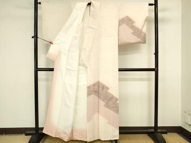 平和屋着物●訪問着　刺繍　杢目絞り　草花菱文　正絹　逸品　DABK2934op