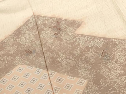 平和屋着物●訪問着　刺繍　杢目絞り　草花菱文　正絹　逸品　DABK2934op