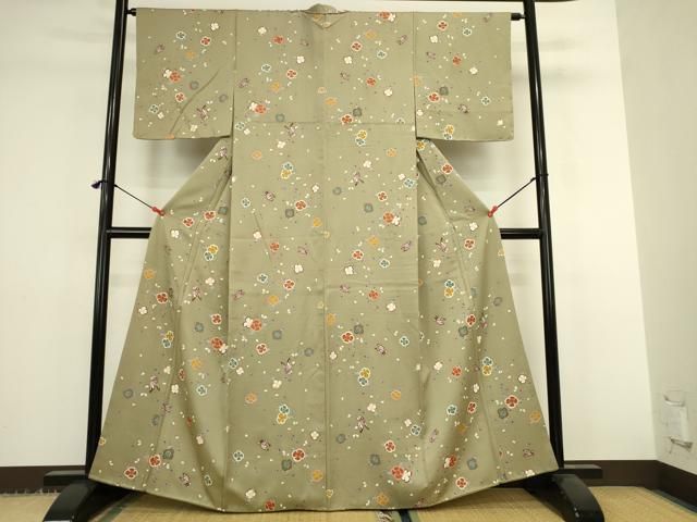 平和屋着物●上質な小紋　舞蝶花文　金彩　正絹　逸品　DABK2935op
