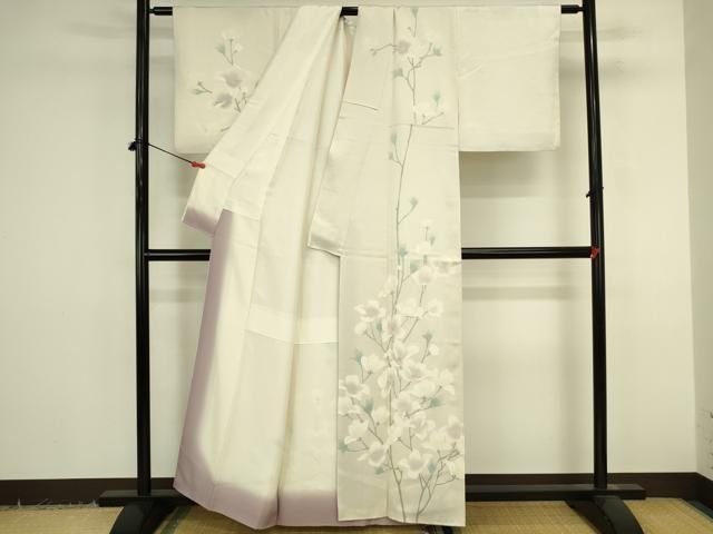 平和屋着物●訪問着　刺繍　草花文　正絹　逸品　DABK2936op