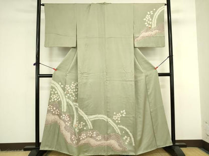 平和屋着物●訪問着　刺繍　絞り　松竹梅　流水花文　金銀彩　正絹　逸品　DABK2938op