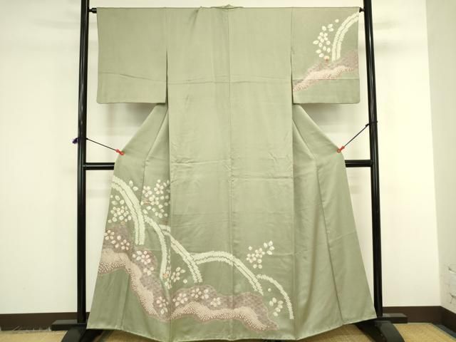 平和屋着物●訪問着　刺繍　絞り　松竹梅　流水花文　金銀彩　正絹　逸品　DABK2938op
