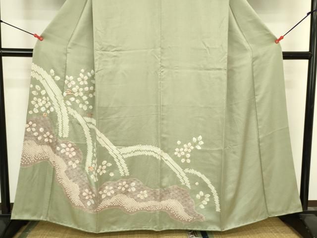 平和屋着物●訪問着　刺繍　絞り　松竹梅　流水花文　金銀彩　正絹　逸品　DABK2938op