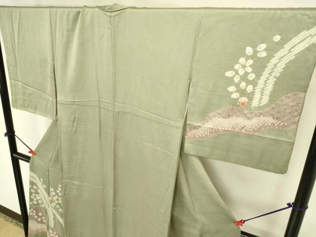 平和屋着物●訪問着　刺繍　絞り　松竹梅　流水花文　金銀彩　正絹　逸品　DABK2938op
