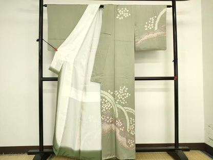 平和屋着物●訪問着　刺繍　絞り　松竹梅　流水花文　金銀彩　正絹　逸品　DABK2938op